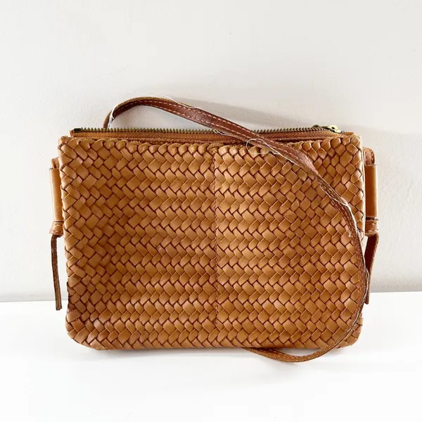 Madewell The Knotted Woven Leather Crossbody Bag Purse Tan Brown - Image 2