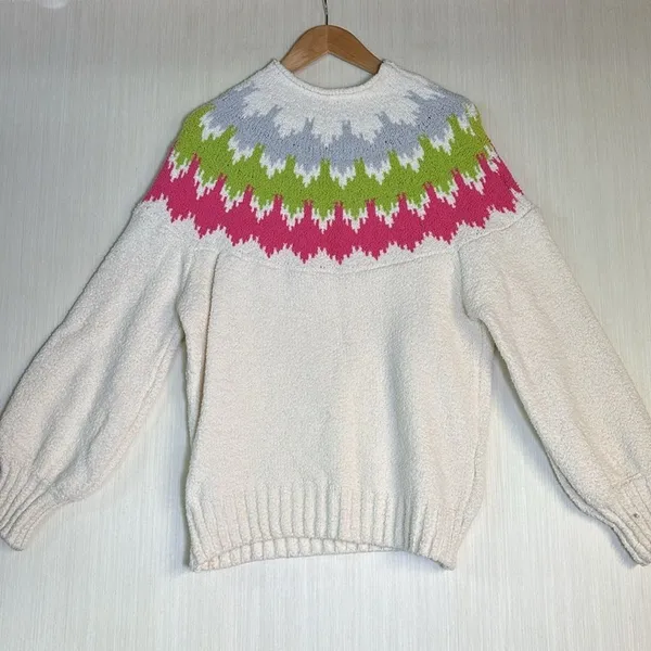 Ces Femme Women's‎ Sweater Sz M Mock Neck Long Sleeve Winter Ski Lodge Resort - Image 7