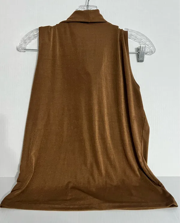 Susan Lawrence Brown Sleeveless Cowl Neck Top - Image 3