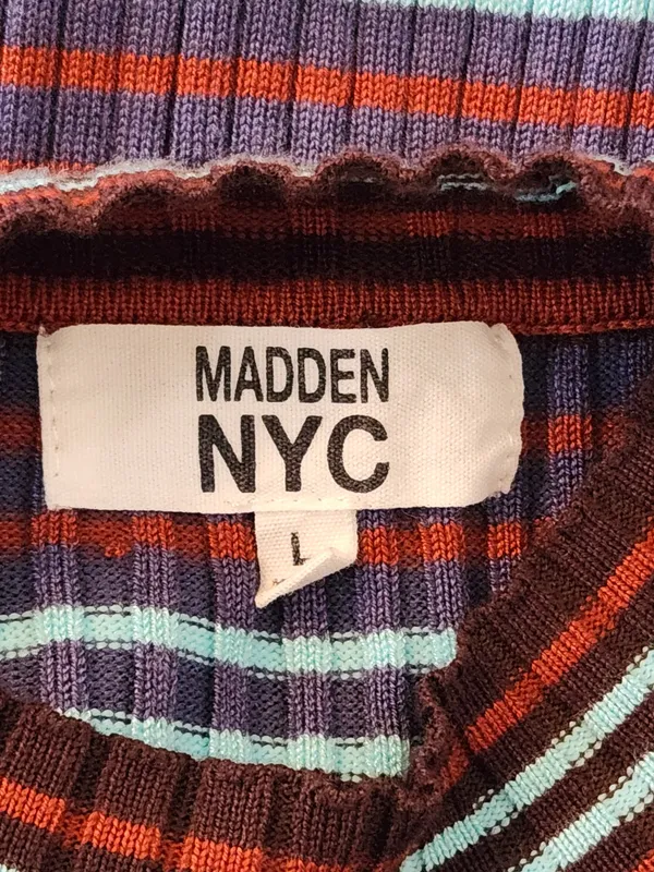 Madden NYC Multicolor Striped Ribbed Knit Crop Top Size Large - Image 8