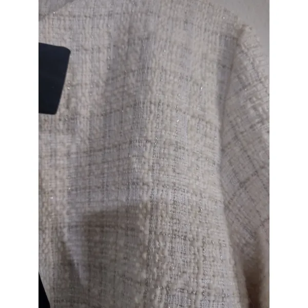 Line & Dot Kinzie Top, ivory cropped tweed jacket. Bow Detail Cropped Wool Poly - Image 11