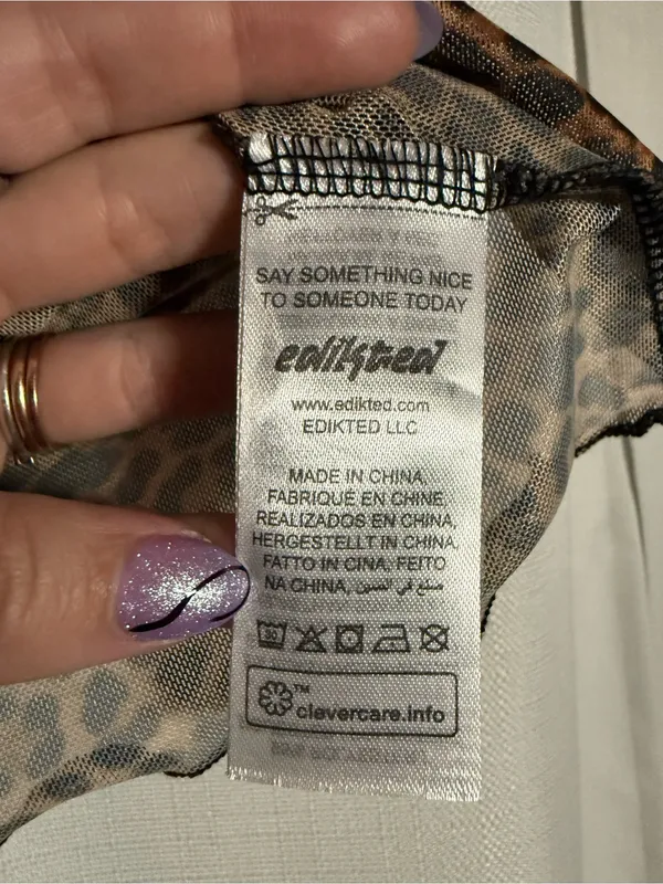 Edikted Lidia Leopard Print Sheer Mesh Bra Top Size Medium - Image 8