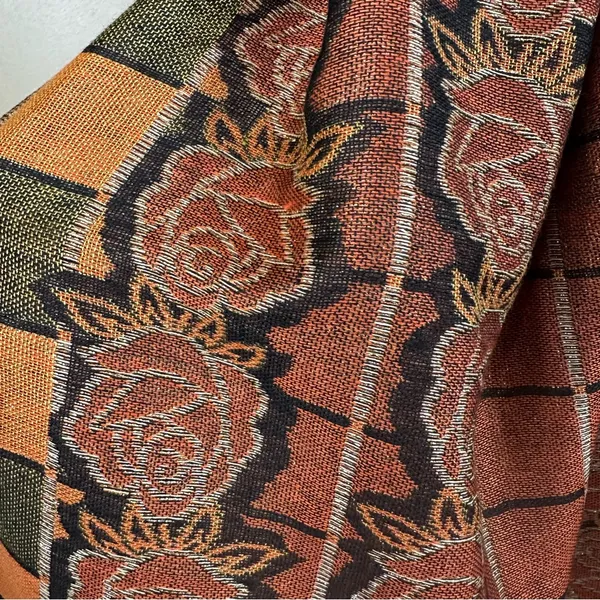 Pashmina & Silk Floral Patterned Scarf with Fringe Old Money Chic Classic - Image 5
