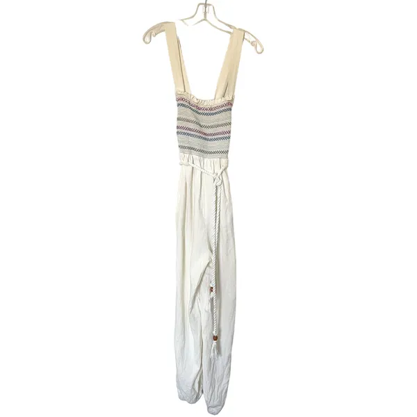 Free People Boho Tie Back Jumpsuit Cream Size Small - Image 2