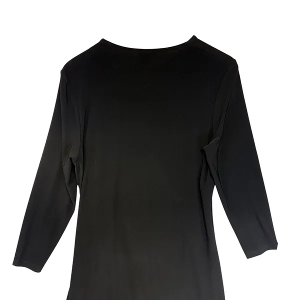 Anne Klein Black Faux Wrap Waist Long Sleeve Midi Dress Feminine Versatile 10‎ - Image 8