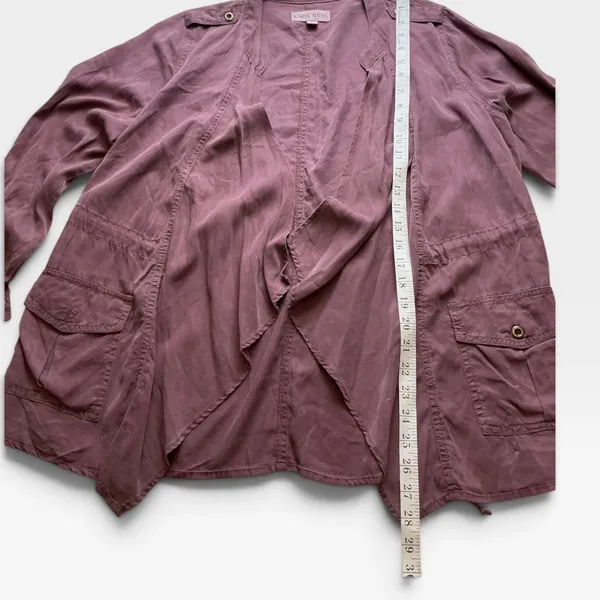 Knox Rose Mauve Utility Jacket Open Front Draped Lyocell Boho Purple Medium - Image 7