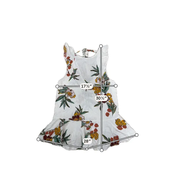 Free People Floral Linen Tunic Summer In Tulum Top XS Boho Ruffle Ivory - Image 5