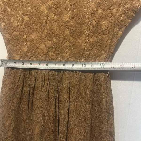 Vintage Elegant‎ Brown Lace Dress size xxs - Image 7