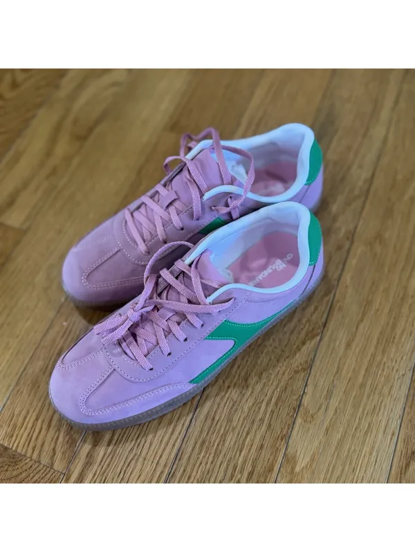 Size US 9 Women’s No Boundaries Women's Lace Up Sport Sneakers Pink Green - Image 6