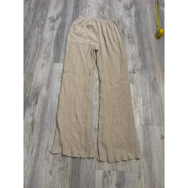 Abercrombie & Fitch Tan Crinkle Textured Wide Leg Drawstring Pants Small - Image 3