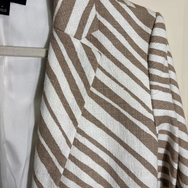 Ann Taylor Women Size 6 Animal Zebra Print Blazer‎ Lined Neutral Single Button - Image 7