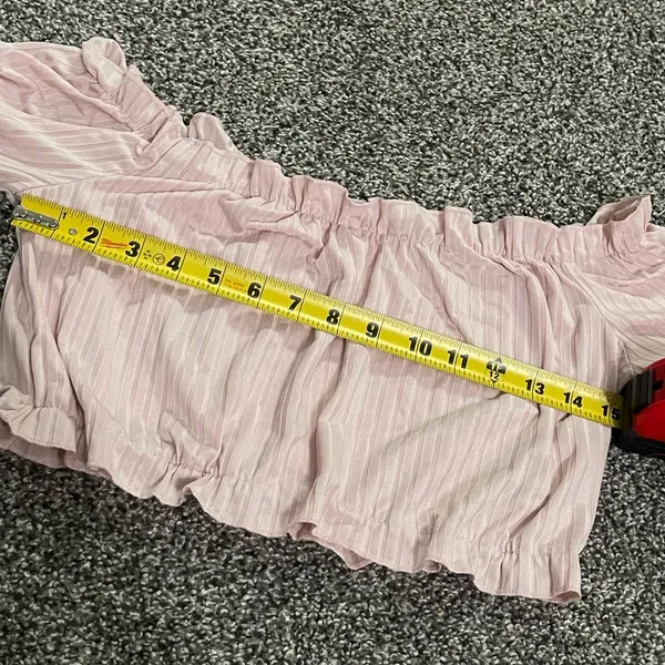Shein pink striped long sleeve crop top L - Image 7