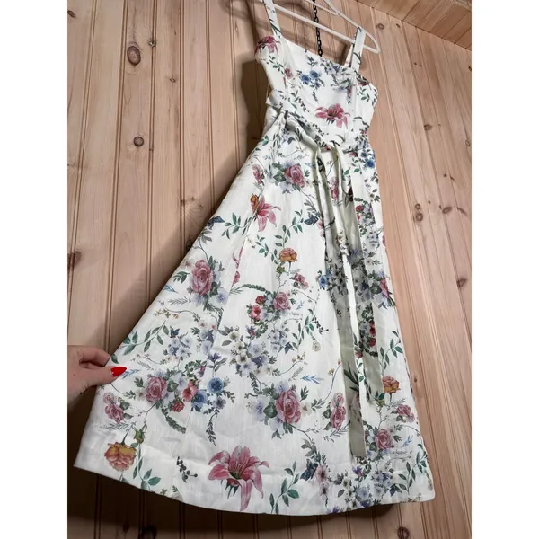 NWT Lulus Sunny Posture Ivory Floral Sleeveless Midi Dress Resort Cruise Size S - Image 4
