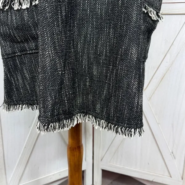 Nanette Lepore Tweed Fringe Hem Pocket Shift Dress Black‎ 6 Boho Lagenlook - Image 9
