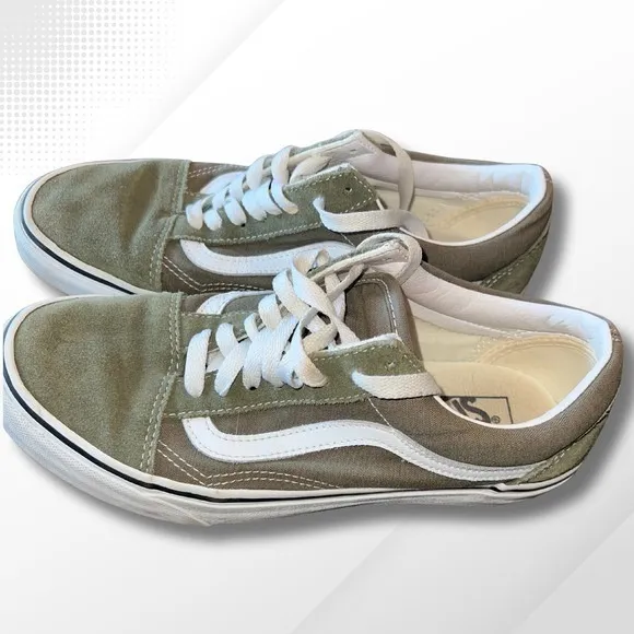 Vans Old Skool Olive Green Suede Canvas Shoes Mens 7 Womens 8.5 Skate - Image 2