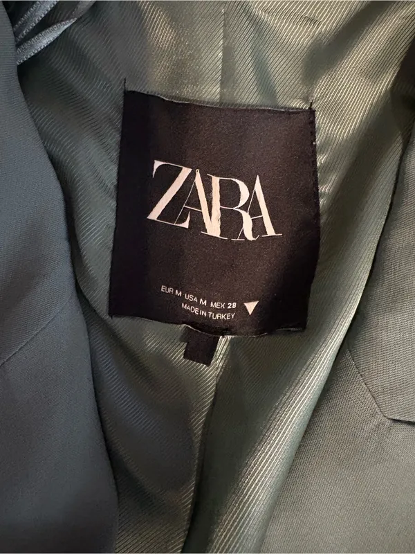 Zara Double-Breasted Blazer in Sage Green - Image 2
