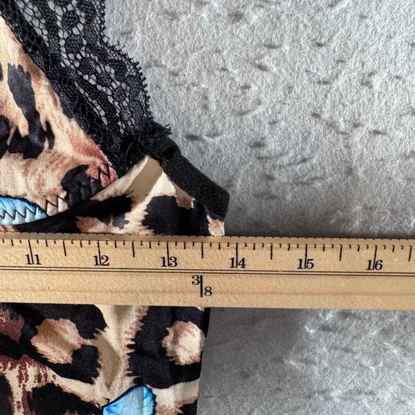 1465 | NEW Leopard Butterfly Lace Trim Side Split‎ Lingerie/Slip Dress Womens M - Image 3