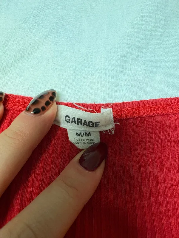 Garage red long sleeve crop top - Image 2