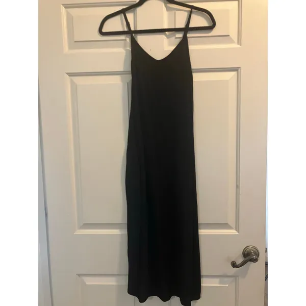 OLD NAVY Midi Cami Slip Dress in Black Crepe Size Medium M MINIMALIST CASUAL - Image 2