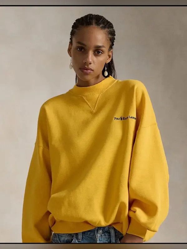 Polo Ralph Lauren Women's Yellow Vintage Fleece Logo, size XS - Image 2