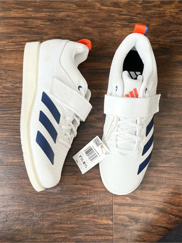 Adidas powerlift 5 weightlifting shoes white blue NEW 8.5 - Image 3