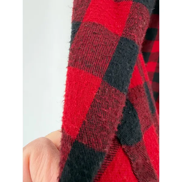 LL Bean Hooded Jacket Women Large L Red Buffalo Plaid Sherpa Lined Gorpcore - Image 8