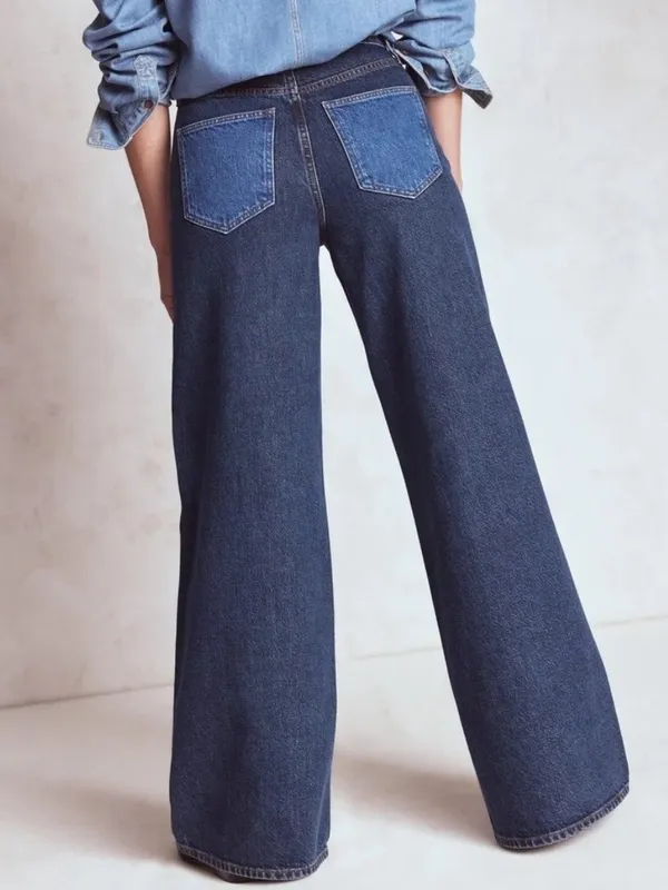 Boden Hotch Potch High Rise Wide Leg Jeans Two Tone Retro Denim Size 26R - Image 4