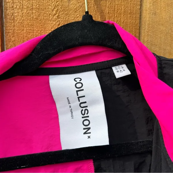 ASOS Collusion Brand Ski Style Indoor/outdoor Jumpsuit size‎ 10 black pink retro - Image 8