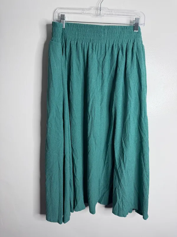 Halara‎ Elastic Waist Midi Skirt Front Slit Pockets XL Casual Flowy Resortwear - Image 3