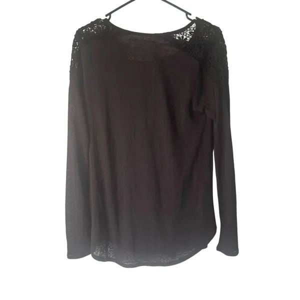 Element Women's Size Medium Black Crochet Semi Sheer Long‎ Sleeve Shirt - Image 6