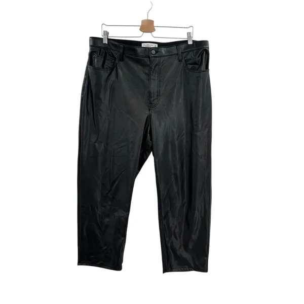 Abercrombie Vegan Leather Ankle Straight Pant Ultra High Rise Black Size 34‎ 18S - Image 3