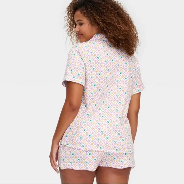 Roller Rabbit Target Geo Hearts Pajama Set Shorts Top Pastel Coquette Plus XXL - Image 2
