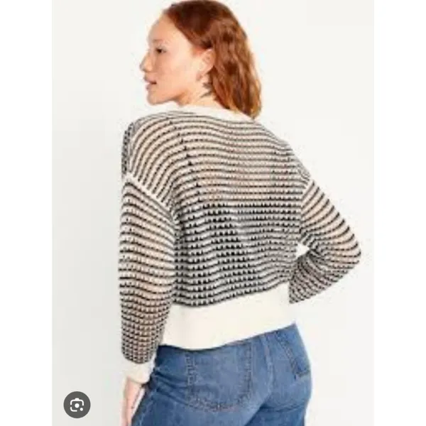 Old Navy Open Stich‎ Sweater Black And White Size Large - Image 4