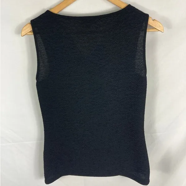 Tahari ASL Texture Draped Neck Tank Black Size XS - Image 5