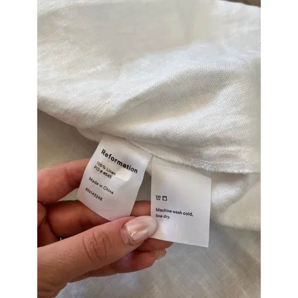Reformation Olivia Linen Midi Dress White Size 6 - Image 9