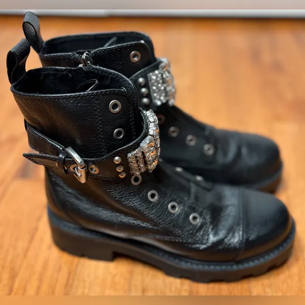Karl Lagerfeld‎ Black Studded Boots Size 6 NWOT - Image 2