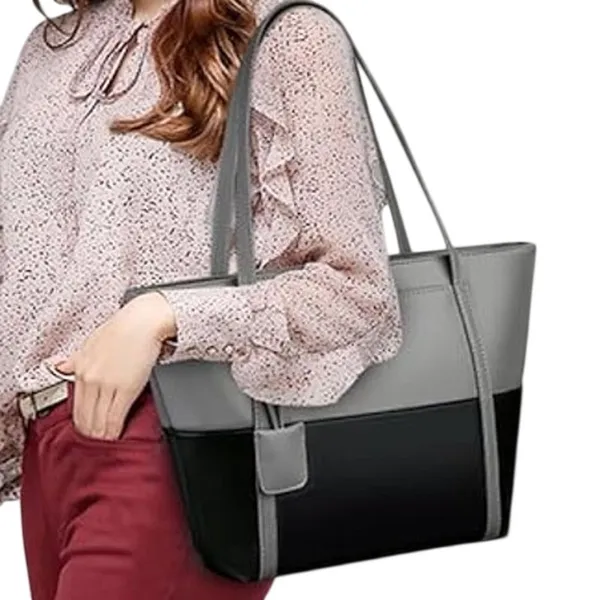 NWT ~ Casual Two Tone Large Capacity Shoulder Tote Bag Shopping Purse - Image 2