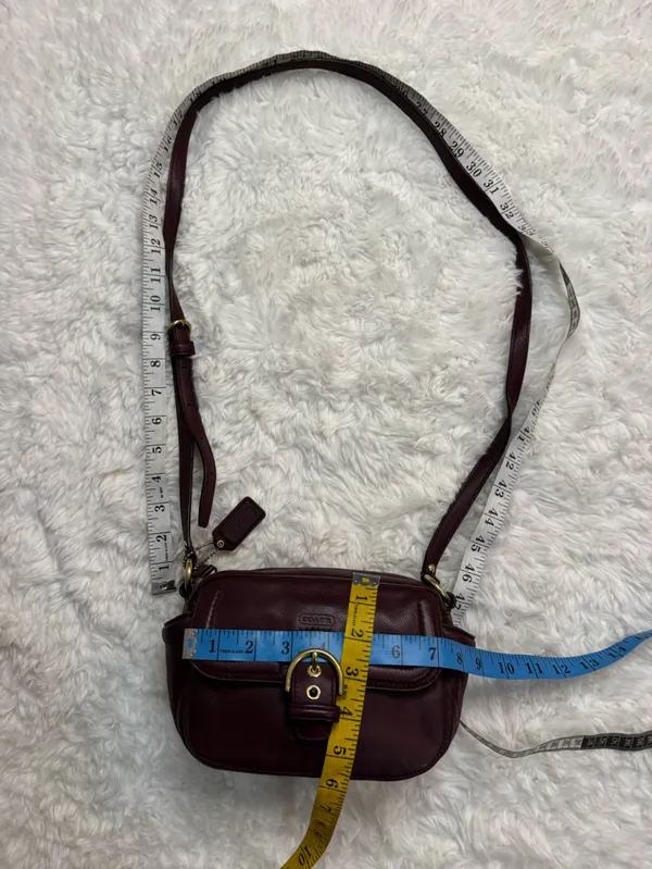 Coach Burgundy Leather Camera Crossbody with Gold Hardware - Image 14