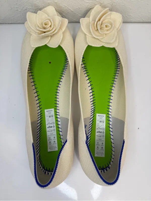 Rothy’s Ivory White Rosette Flower Ballet Flats Size 12 - Image 6