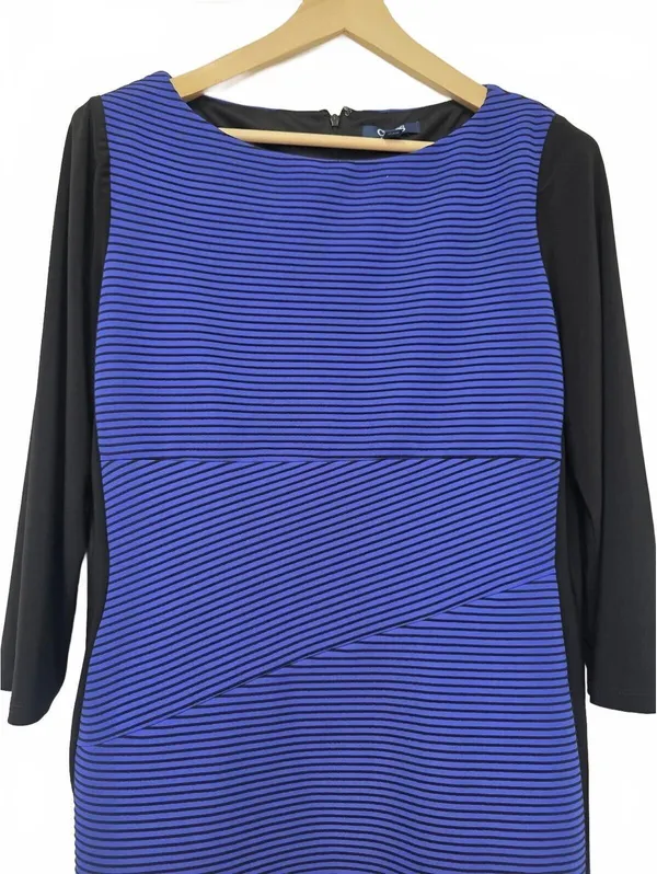 Chaps Plus Womens Striped stretch knit dress blue black stripe size 16 NEW Work - Image 4