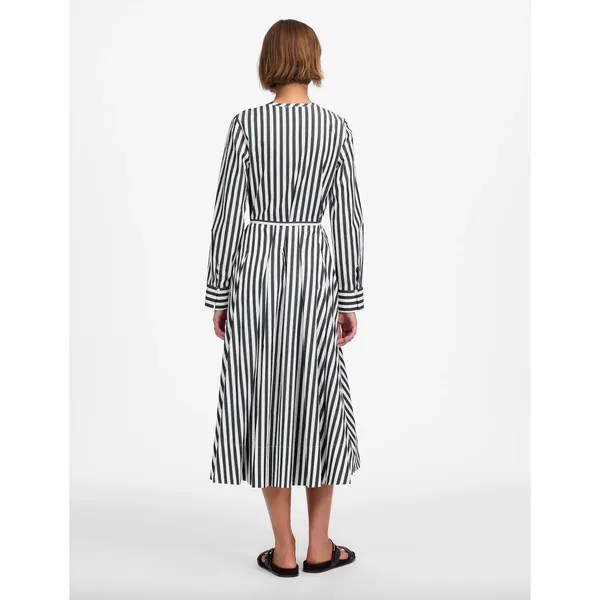 Madewell Tie Waist Midi Shirtdress in Stripe White Deep Forest Cotton US 10 NWT - Image 4