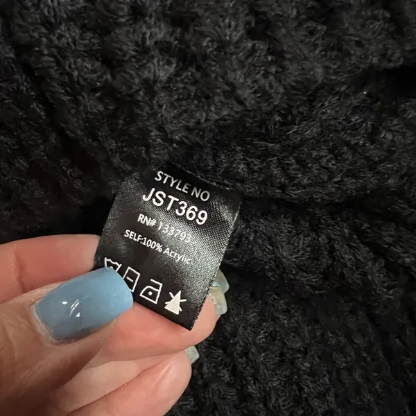 POL Black Chunky Knit Oversized Sweater‎ Ruffle Sleeve NWOT T Medium - Image 8