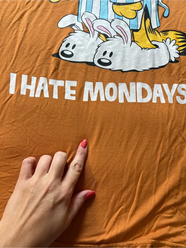 Bellabu Bear Bamboo Garfield I Hate Mondays Shirt size small - Image 4