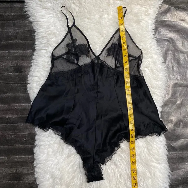 🆕 Victoria'S Secret Black Sheer Teddy Floral Lace Bodysuit Sheer Satin - Image 8