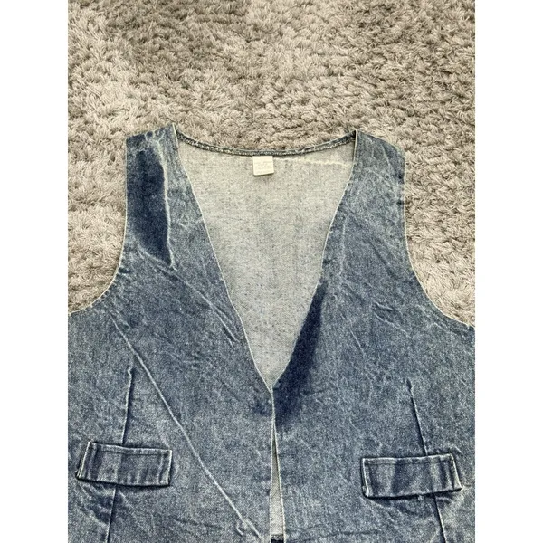 The Dean Group Vintage 90’s Acid Washed Denim Vest Women’s Size Large - Image 2