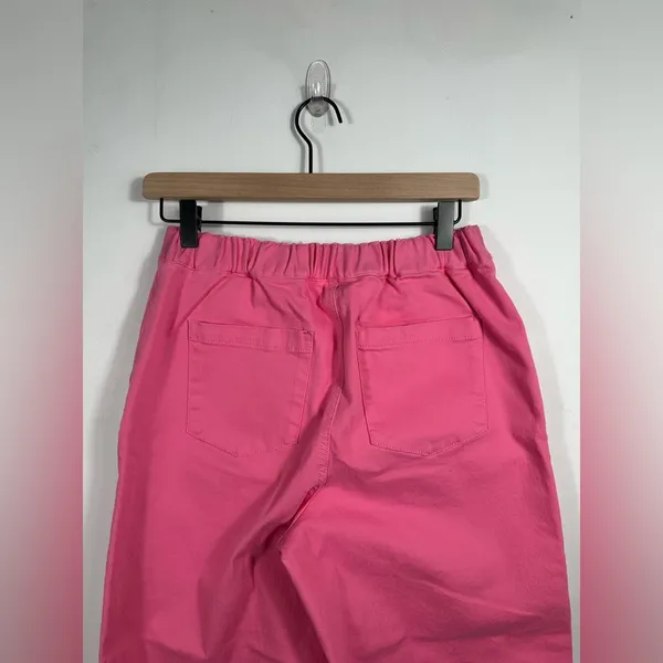 OAK + FORT Cropped Twill‎ Wide Leg Pants Pink S-M Cotton Stretch - Image 6