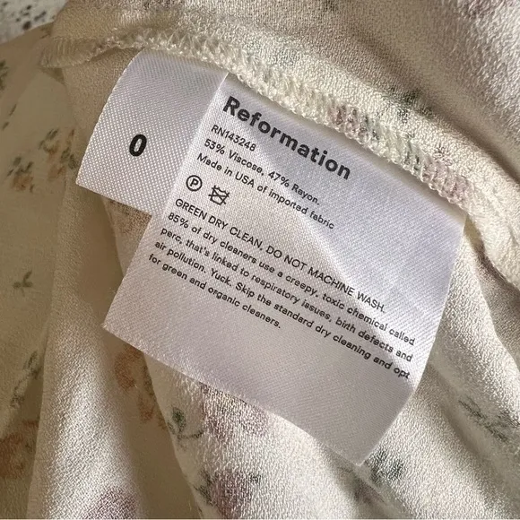 REFORMATION Emmaline Yellow Floral Print Smocked Mini‎ Dress 0 - Image 7