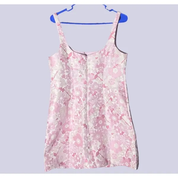 NWT Amanda Uprichard Grady Dress Pink Floral Jacquard Mini Square Neck‎ Medium - Image 5