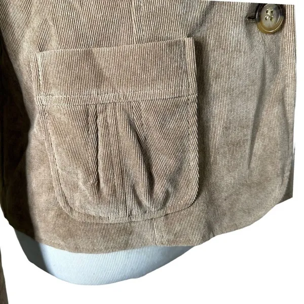 Kim Rogers Dark Academia Faux Suede Corduroy Blazer Jacket Two Button Pleated Pocket 10P - Image 6