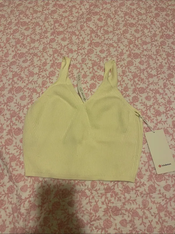 Lululemon Ribbed Knit Cropped Tank Top Lemon Sorbet NWT attached Size 12 - Image 6